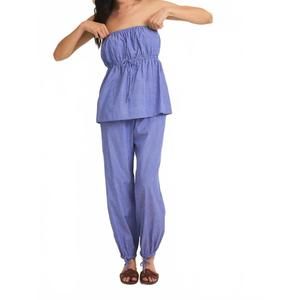 NEW GILLI peplum top and jogger set in blue